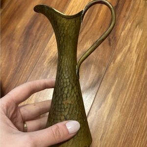 Vintage Brass Hammered Vase Pitcher